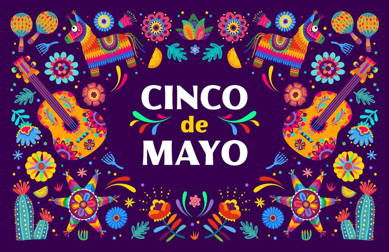 cinco de mayo striscione, cartone animato vettore festivo carta