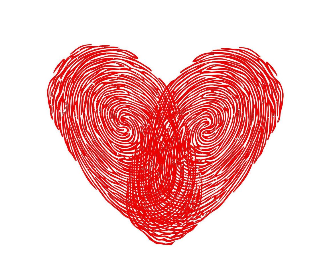 impronta digitale cuore per amore, nozze e San Valentino vettore