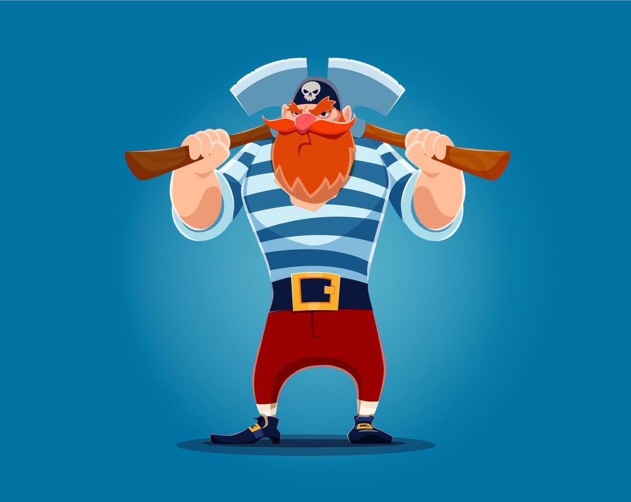 cartone animato marinaio pirata personaggio con attraversato assi vettore