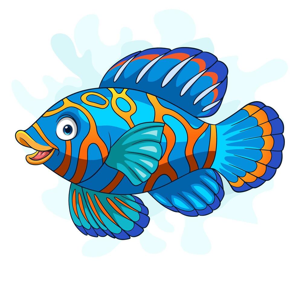 cartone animato mandarino pesce isolato su bianca sfondo vettore