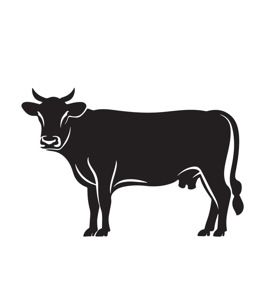 silhouette mucca isolato su bianca vettore