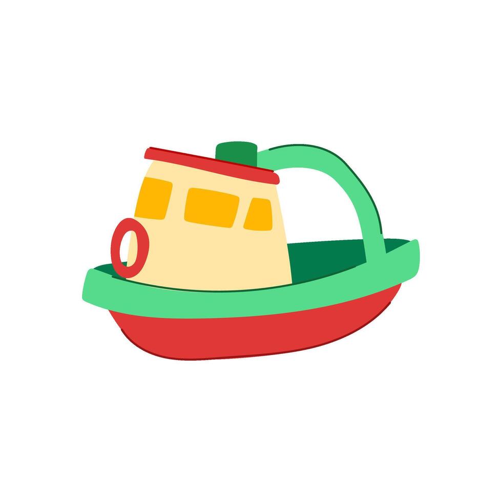 bambino barca giocattolo cartone animato vettore illustrazione