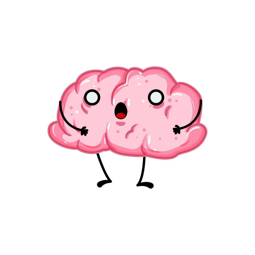 etichetta cervello personaggio cartone animato vettore illustrazione