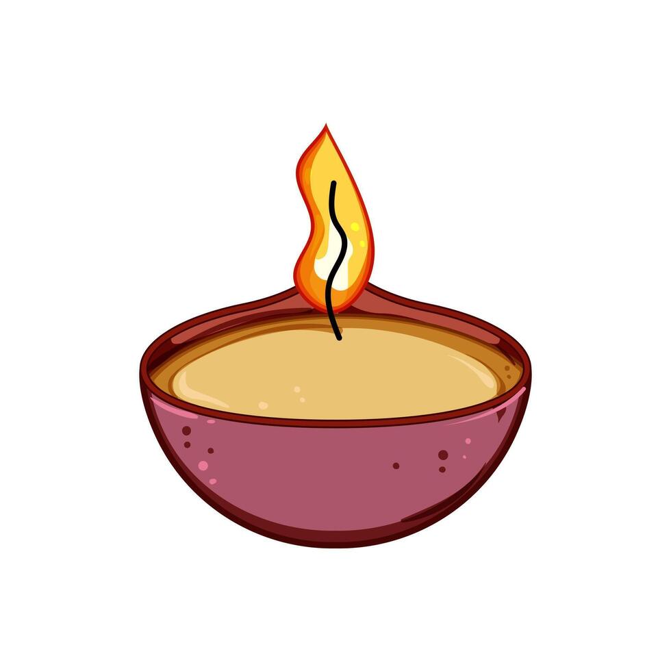 saluto Diwali lampada cartone animato vettore illustrazione