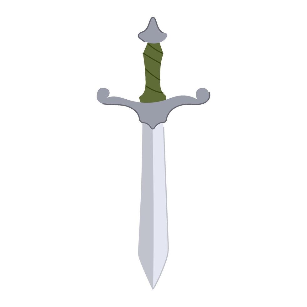 vichingo medievale spada cartone animato vettore illustrazione