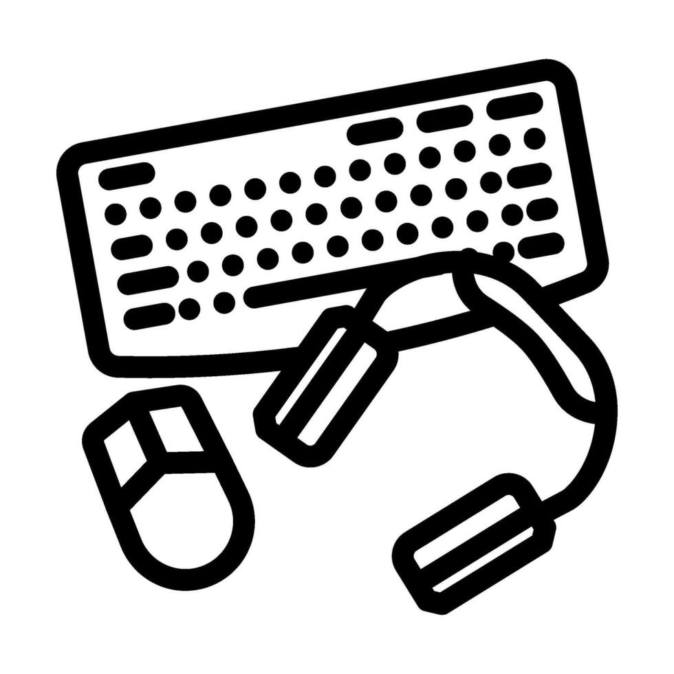 periferica impostare riparazione computer linea icona vettore illustrazione