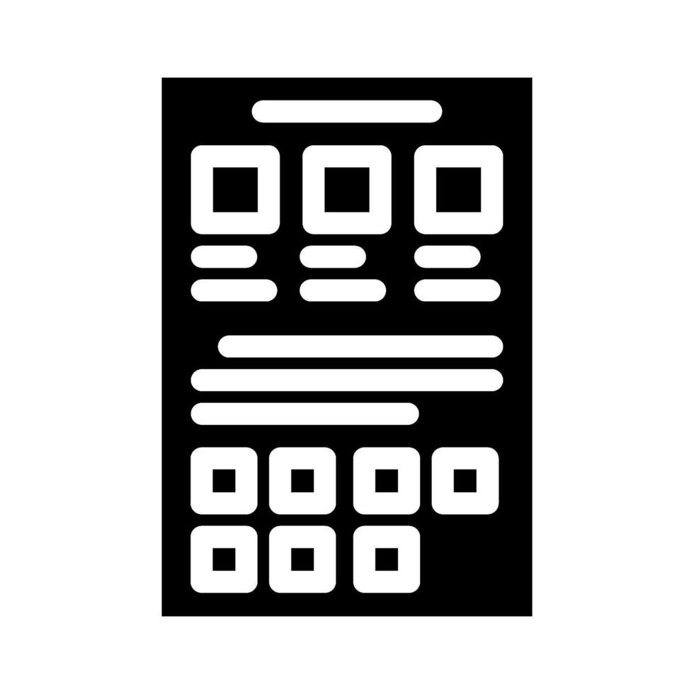 stile guida UX ui design glifo icona vettore illustrazione