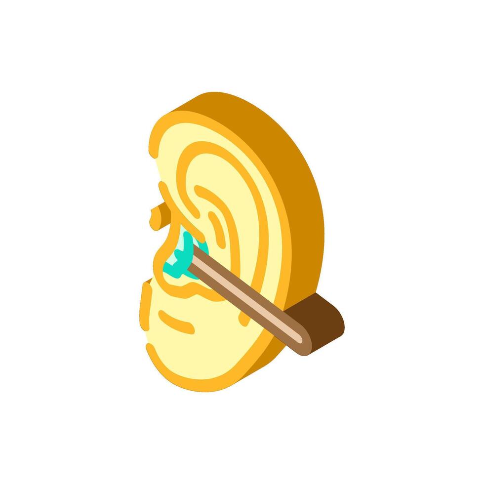 orecchio capelli rimozione isometrico icona vettore illustrazione