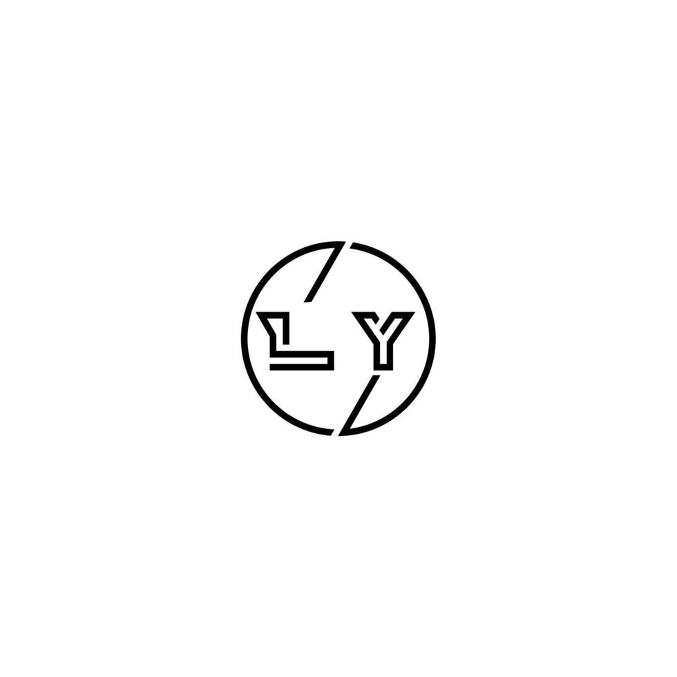 LY grassetto linea concetto nel cerchio iniziale logo design nel nero isolato vettore