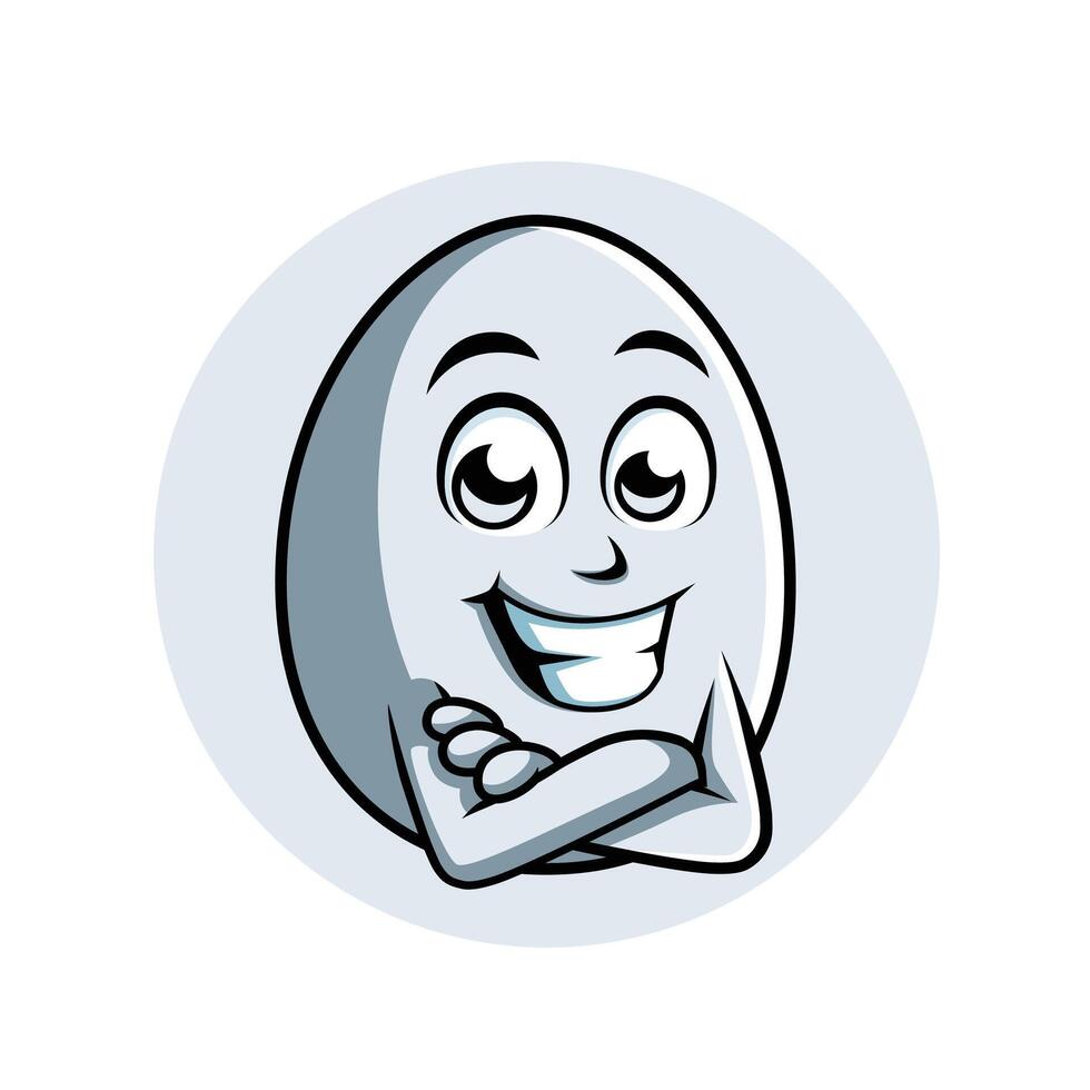 uovo cartone animato personaggio attraversare braccio contento portafortuna vettore illustrazione clipart