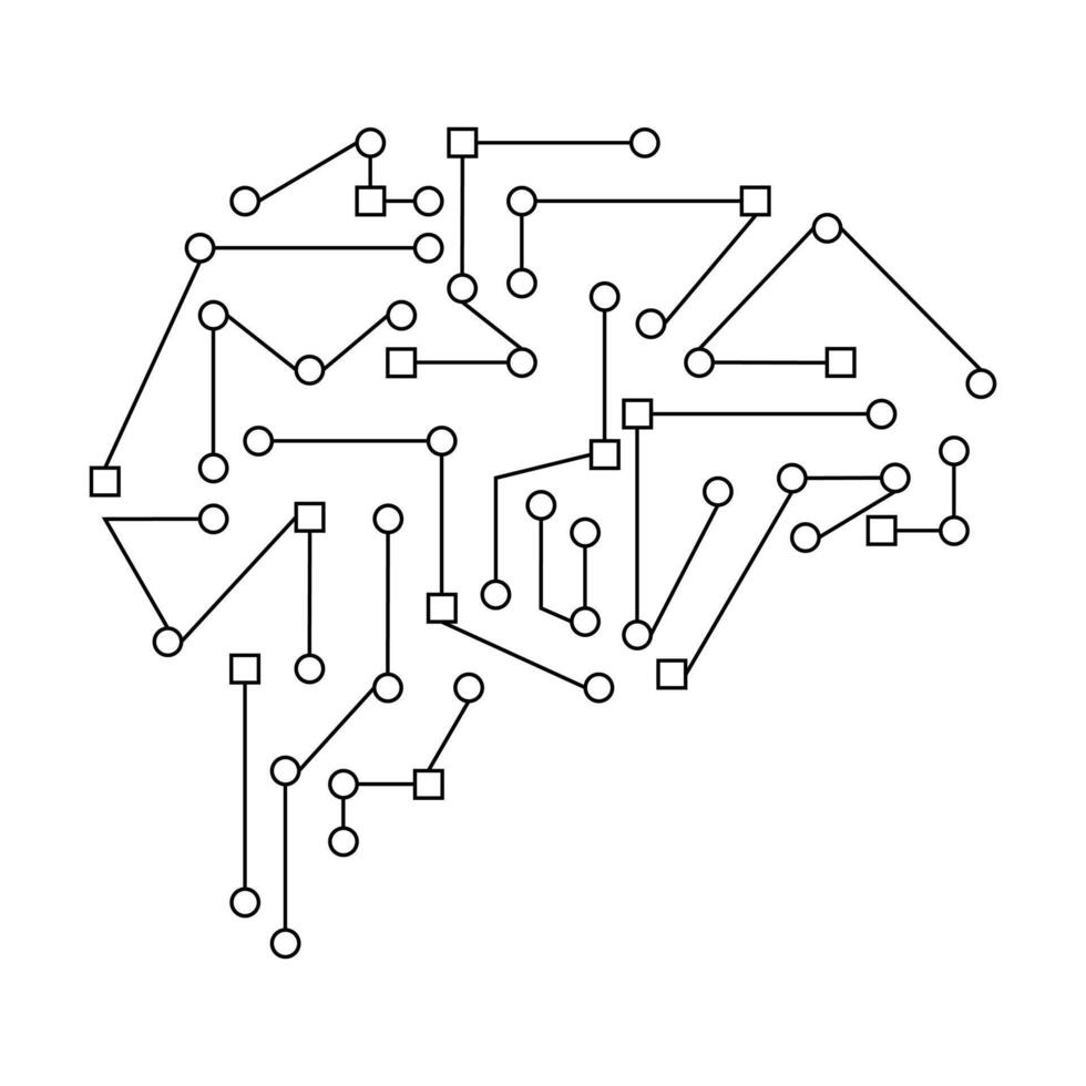 nero colore elettronico circuito tavola nel cervello forma vettore illustrazione. tecnologia, scienza, futuristico mente.