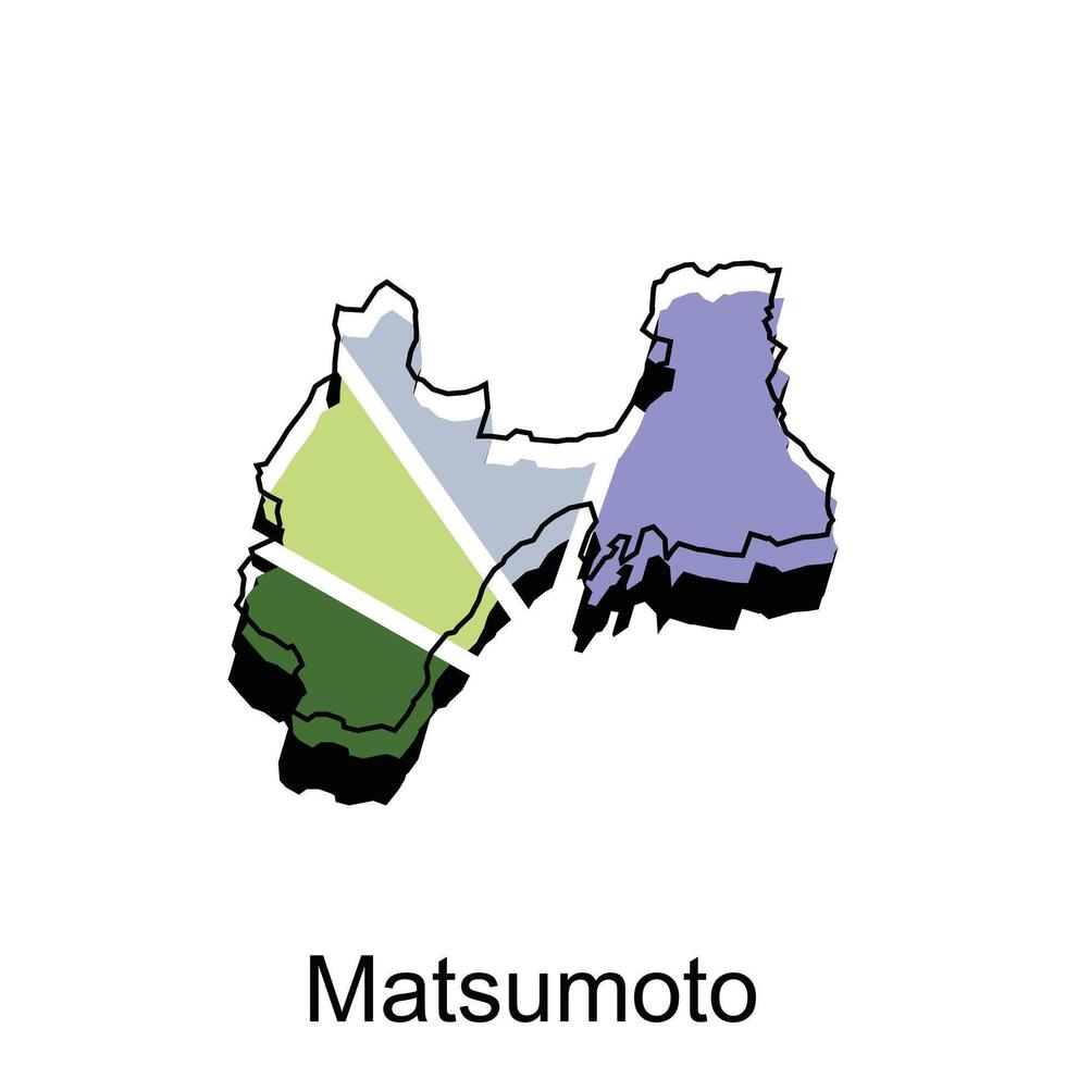 carta geografica Giappone nazione con città di matsumoto, logo design schema modello per il tuo azienda vettore