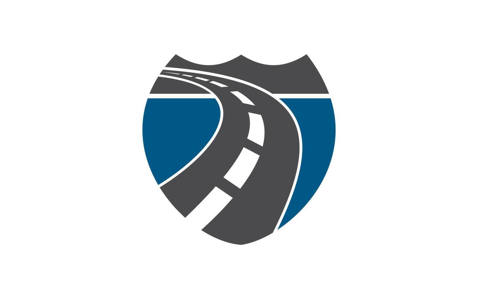 strada scudo sicuro trasporto logo design vettore