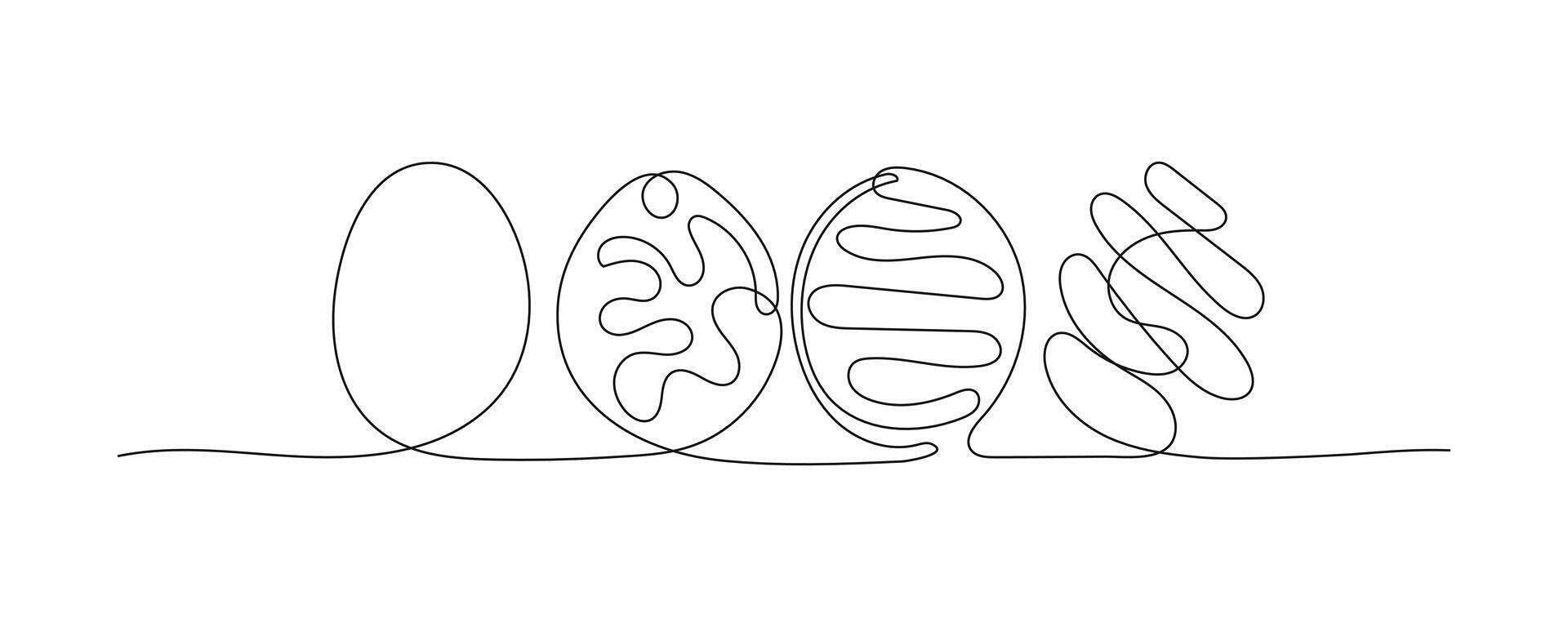 Pasqua uova uno continuo linea minimalista illustrazione. semplice mano disegnato a forma di uovo illustrazione di schema arte con modificabile ictus. minimalista elemento per decorazione di vacanza carte e banner vettore