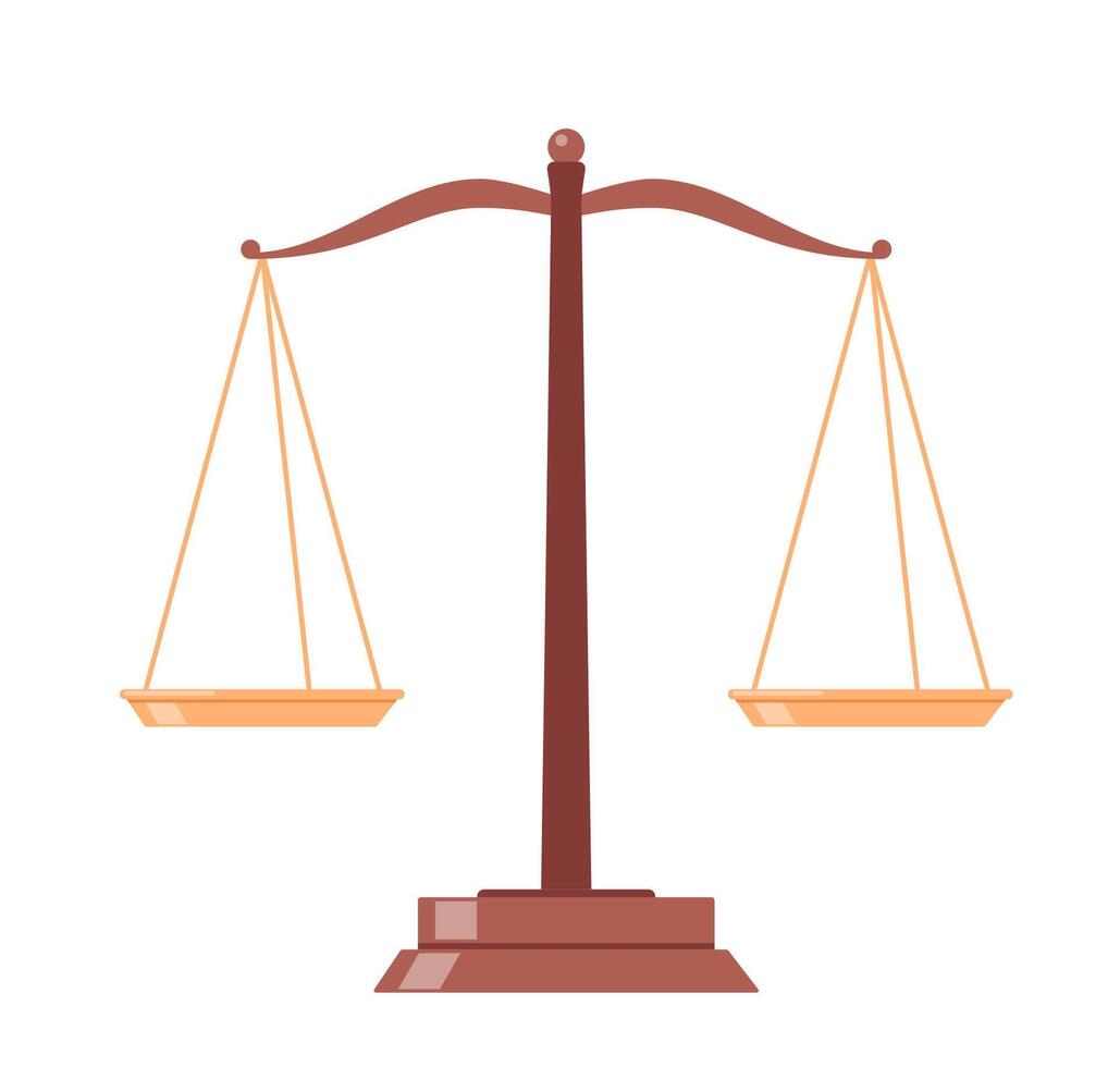 bilancia equilibrio icona. oro icona di bilancia di legge e giustizia per peso di legale giudice. dell'avvocato pari librerie per simbolo nel piatto per Tribunale. vettore illustrazione.