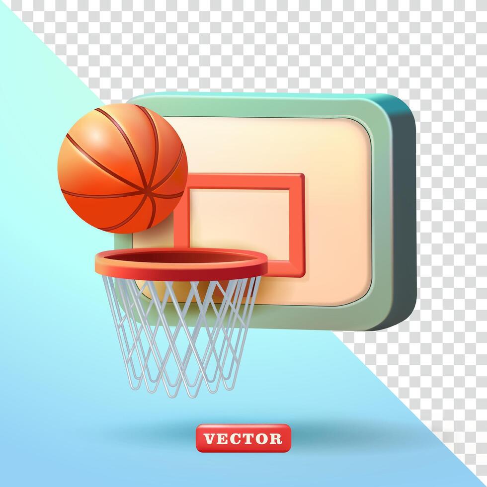 pallacanestro e pallacanestro cerchio. 3d vettore, adatto per gli sport e design elementi vettore