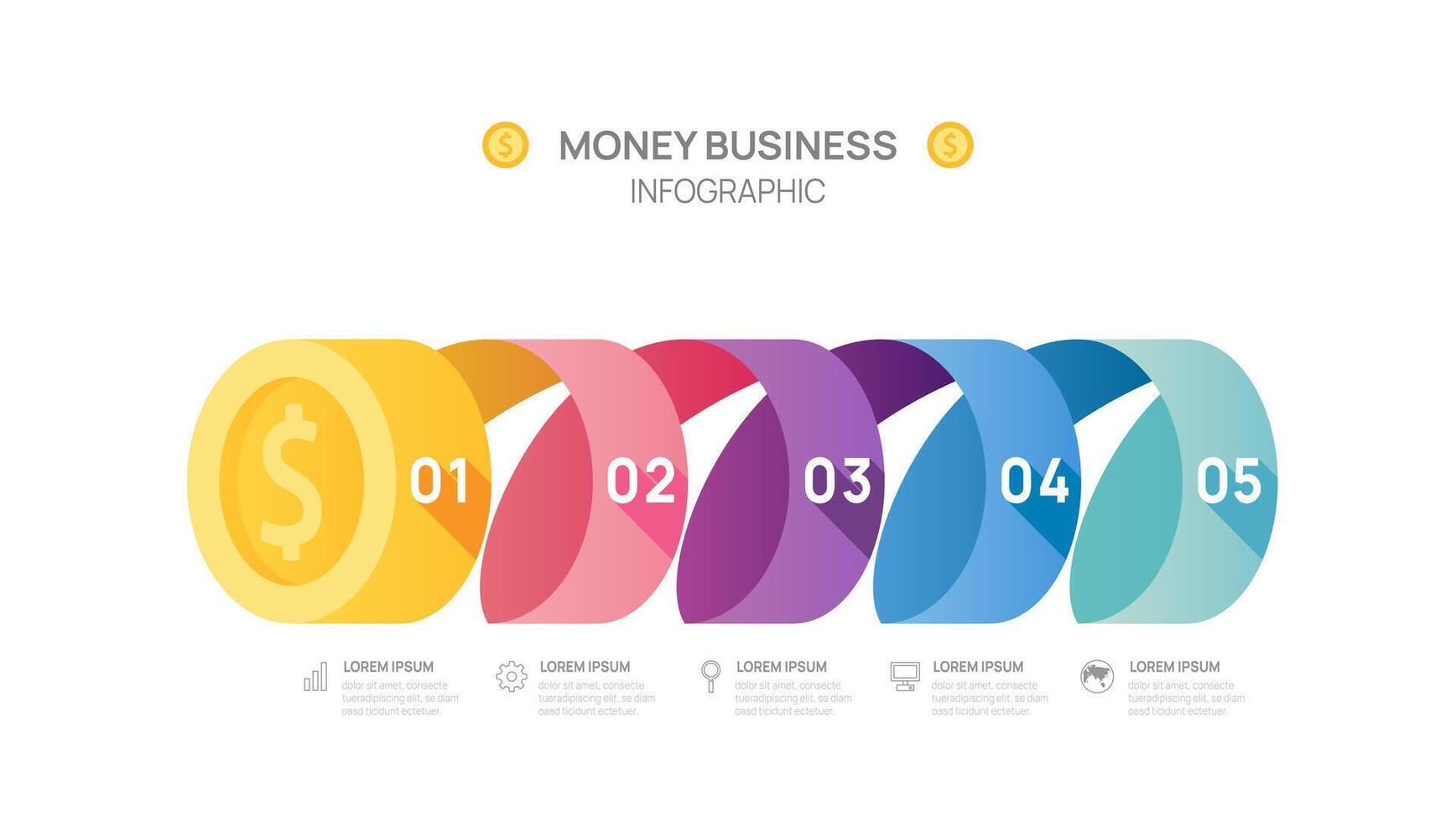 i soldi moneta Infografica modello per attività commerciale, presentazione vettore infografica.