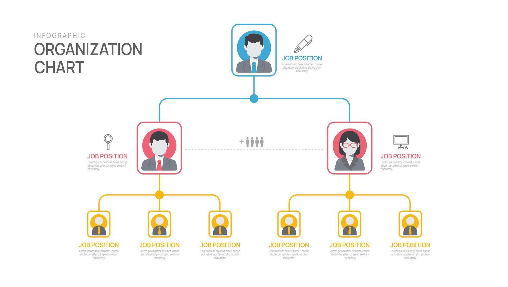 Infografica modello per organizzazione grafico con attività commerciale avatar icone. vettore Infografica per attività commerciale.