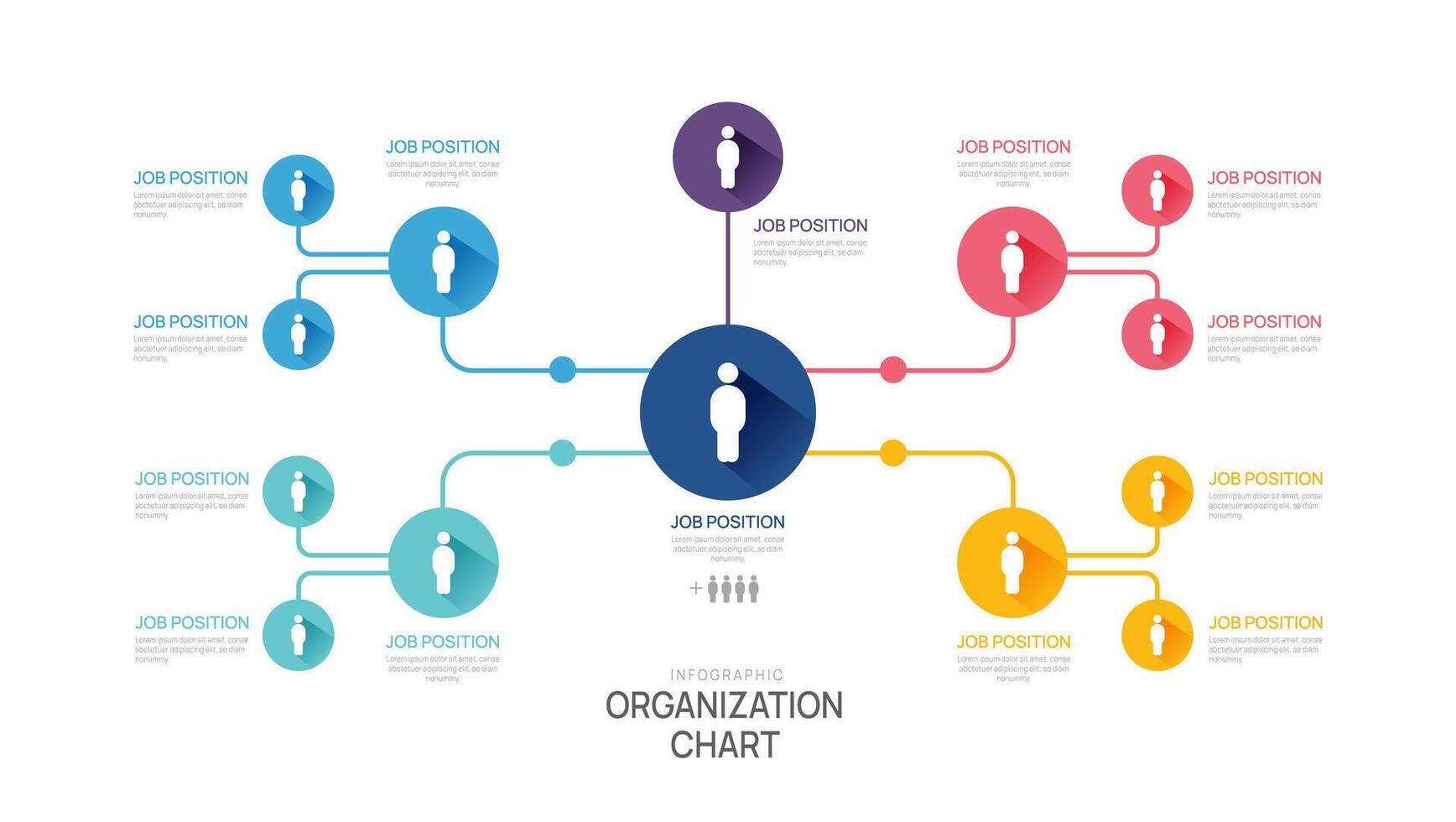 Infografica modello per organizzazione grafico con attività commerciale avatar icone. vettore Infografica per attività commerciale.