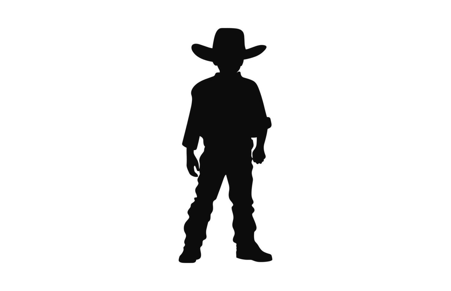 un' poco cowboy nero silhouette vettore isolato su un' bianca sfondo