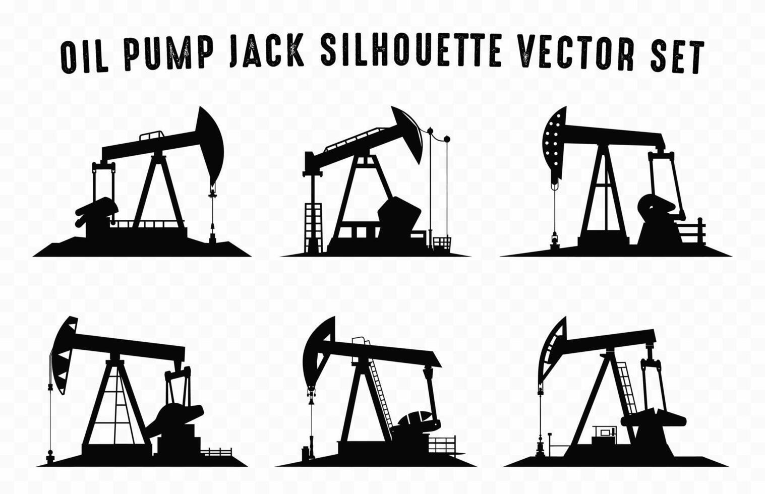 olio pompa Jack silhouette vettore fascio, pumpjack nero sagome impostato