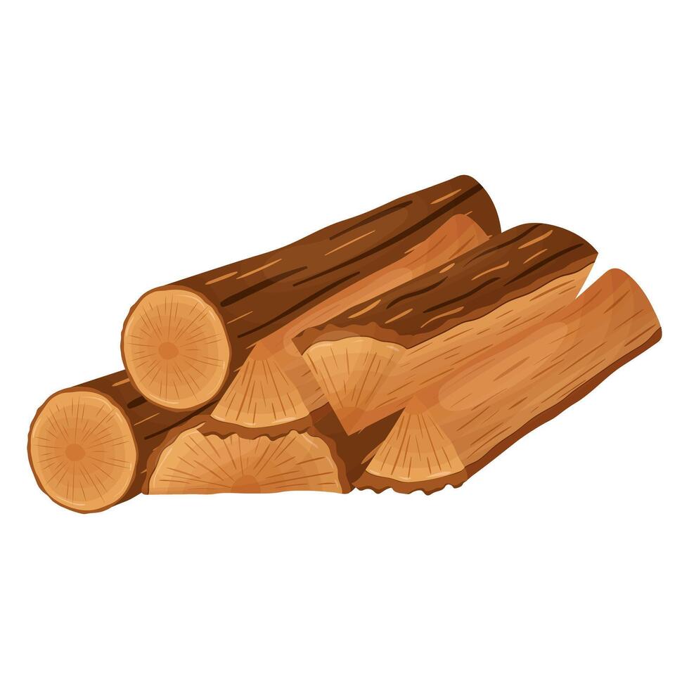 cartone animato di legno registri, impilati logs e legna da ardere. materiale per il la lavorazione del legno industria vettore