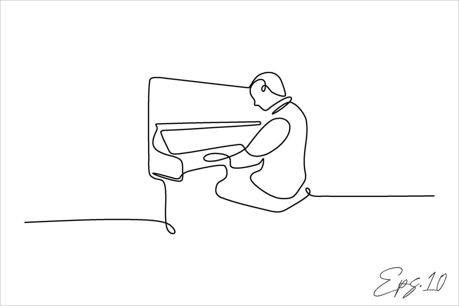 continuo linea vettore illustrazione design di persona giocando il pianoforte
