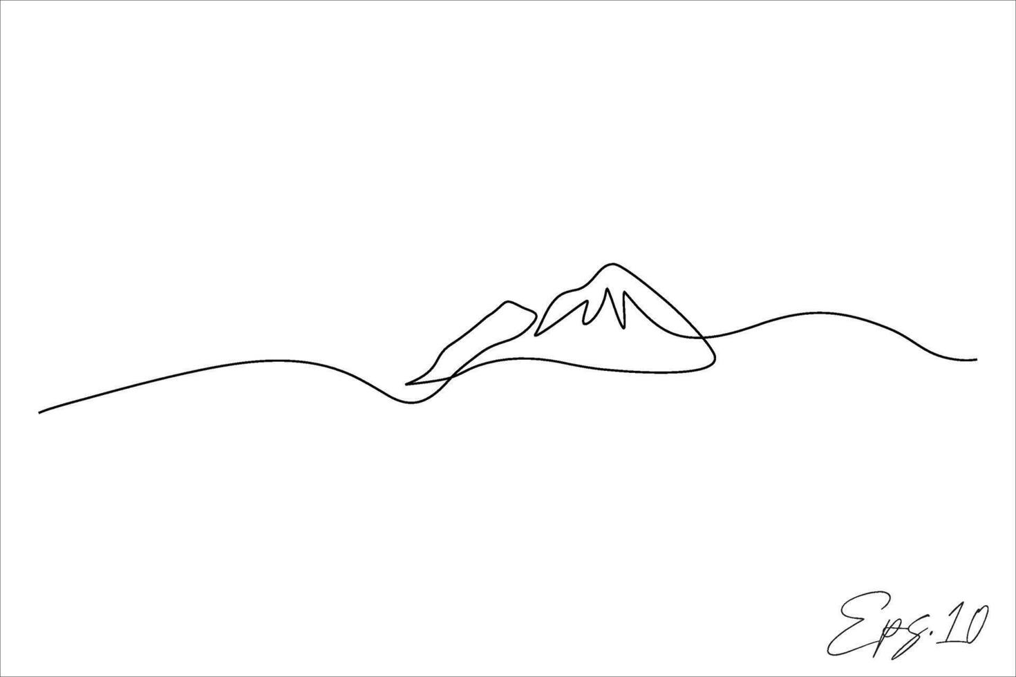 continuo linea disegno di montagna paesaggio vettore