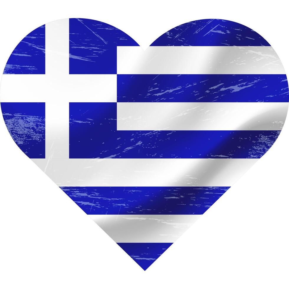 Grecia bandiera nel cuore forma grunge Vintage ▾. greco bandiera cuore. vettore bandiera, simbolo.