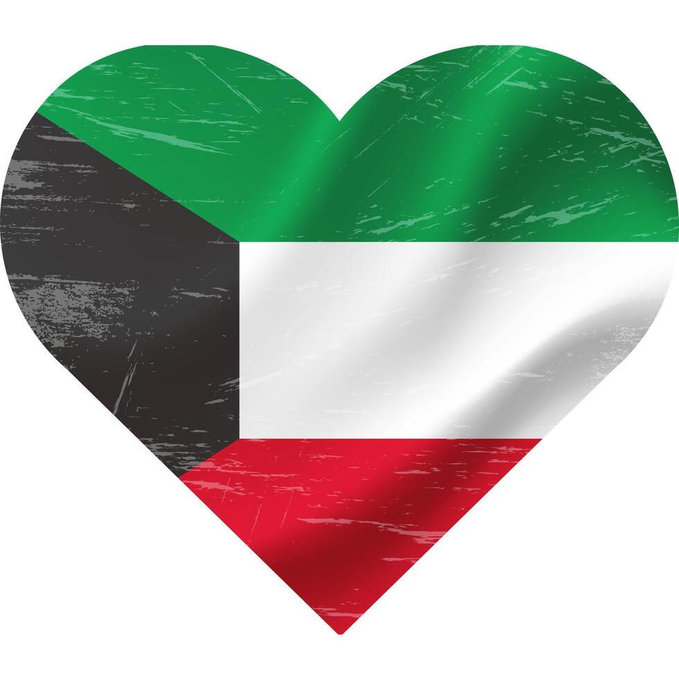 Kuwait bandiera nel cuore forma grunge Vintage ▾. Kuwait bandiera cuore. vettore bandiera, simbolo.