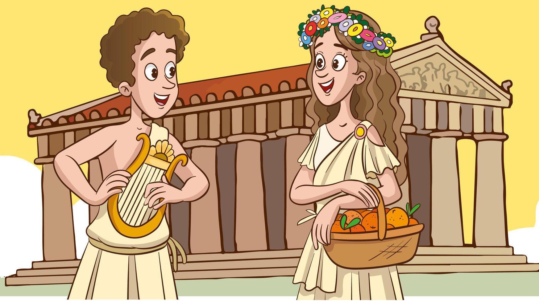 antico greco e romano uomini e donne siamo A proposito di. vettore illustrazione