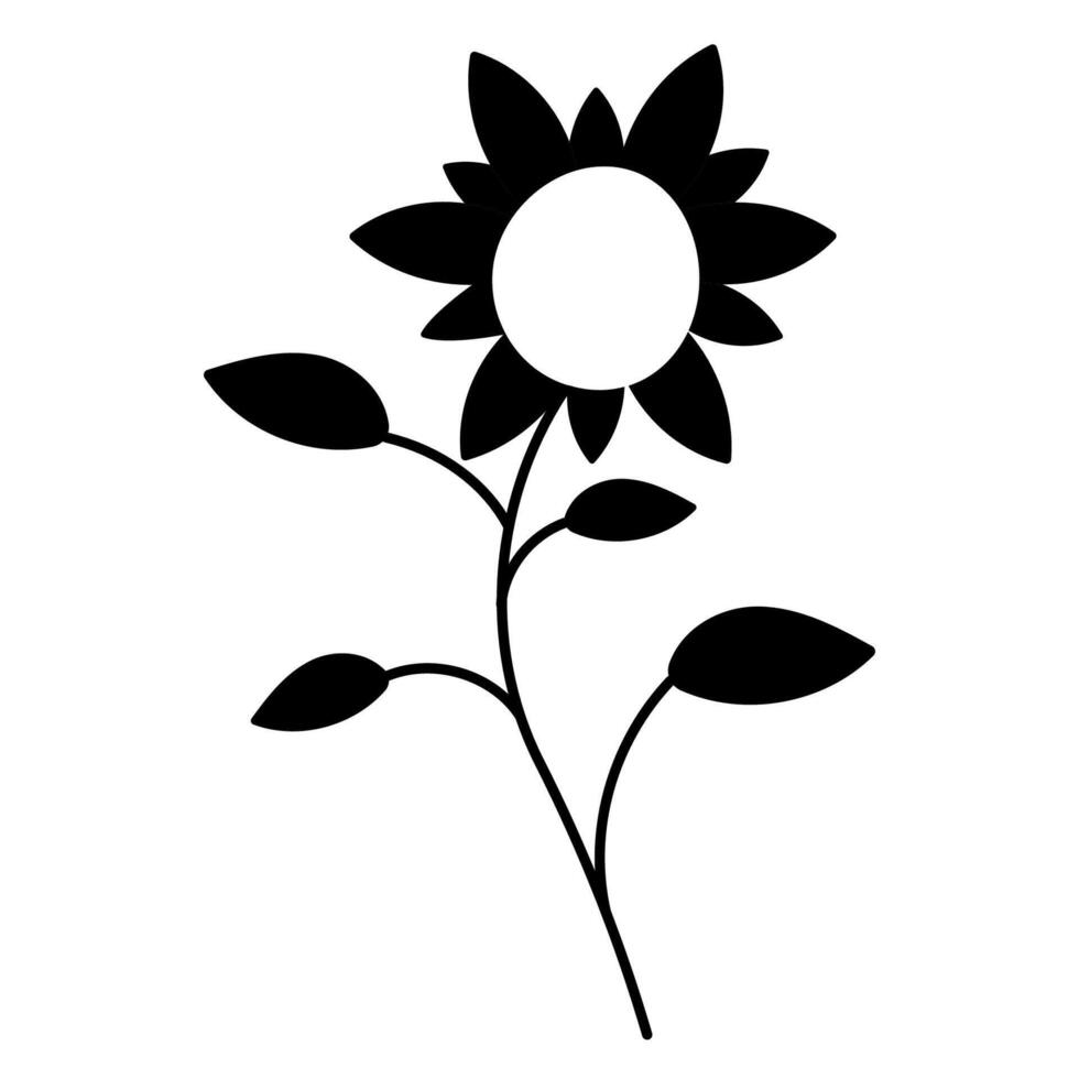 girasole pianta seme fiore nero icona oggetto vettore