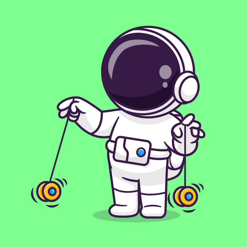 carino astronauta giocando yoyo cartone animato vettore icona illustrazione. scienza sport icona concetto isolato premio vettore. piatto cartone animato stile