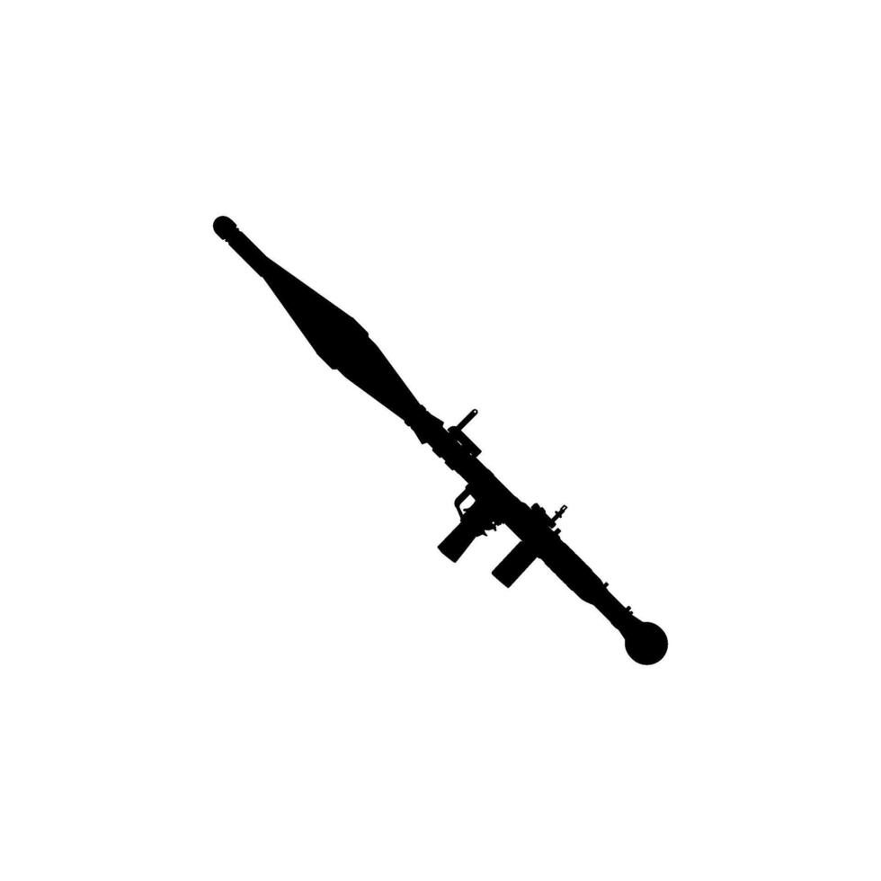 silhouette di il bazooka o razzo launcher arma, anche conosciuto come razzo spinto granata o gioco di ruolo, piatto stile, può uso per arte illustrazione, pittogramma, sito web, Infografica o grafico design elemento vettore