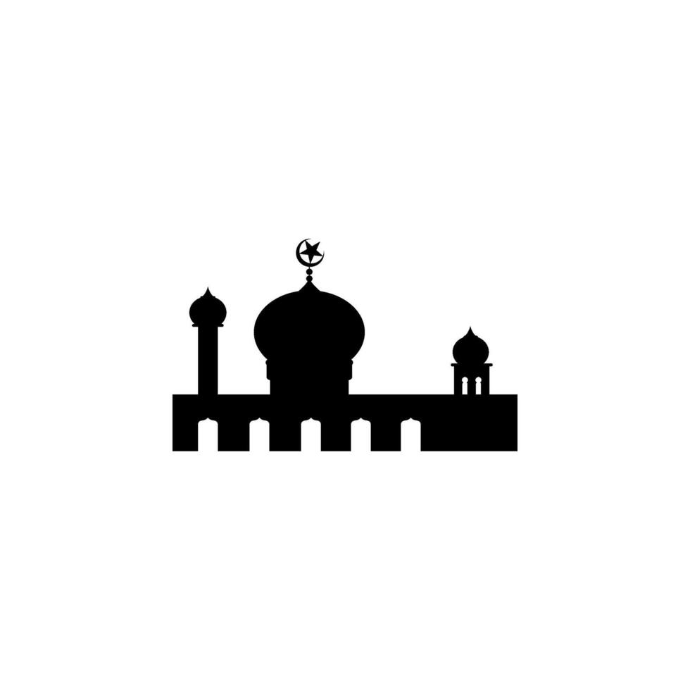 moschea silhouette, piatto stile. può uso per arte illustrazione, decorazione, sfondo, sfondo, app, sito web, logo grammo, pittogramma, saluto carta o per grafico design elemento. vettore illustrazione