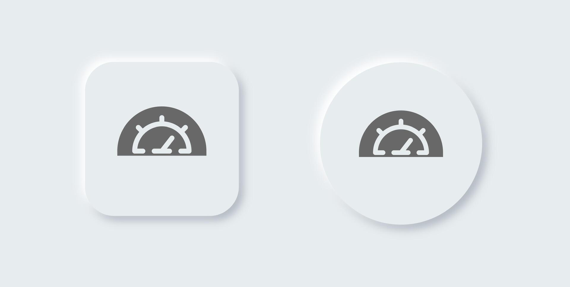 tachimetro solido icona nel neomorfo design stile. velocità indicatore segni vettore illustrazione.