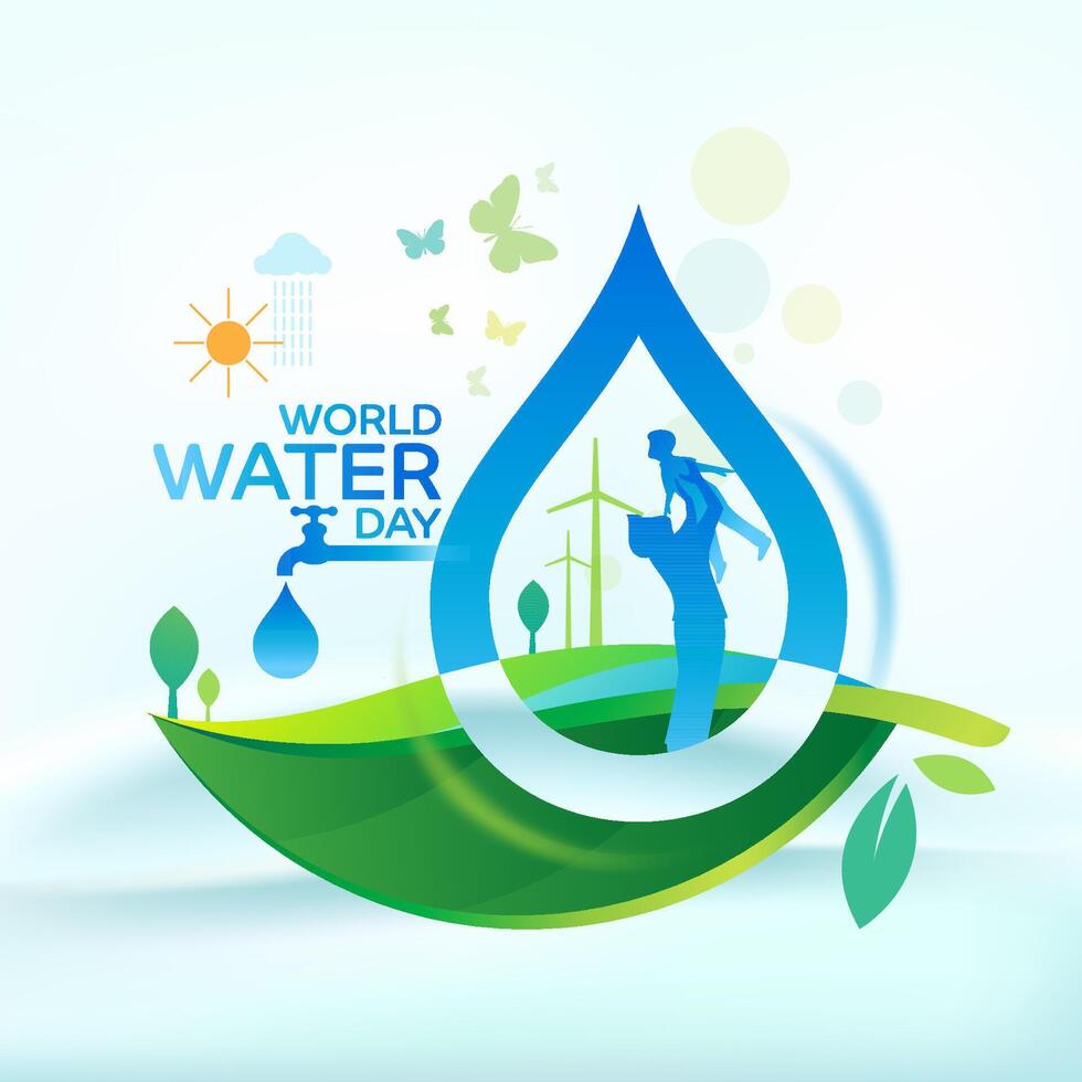 concetto di ecologia e mondo acqua giorno logo design modello vettore