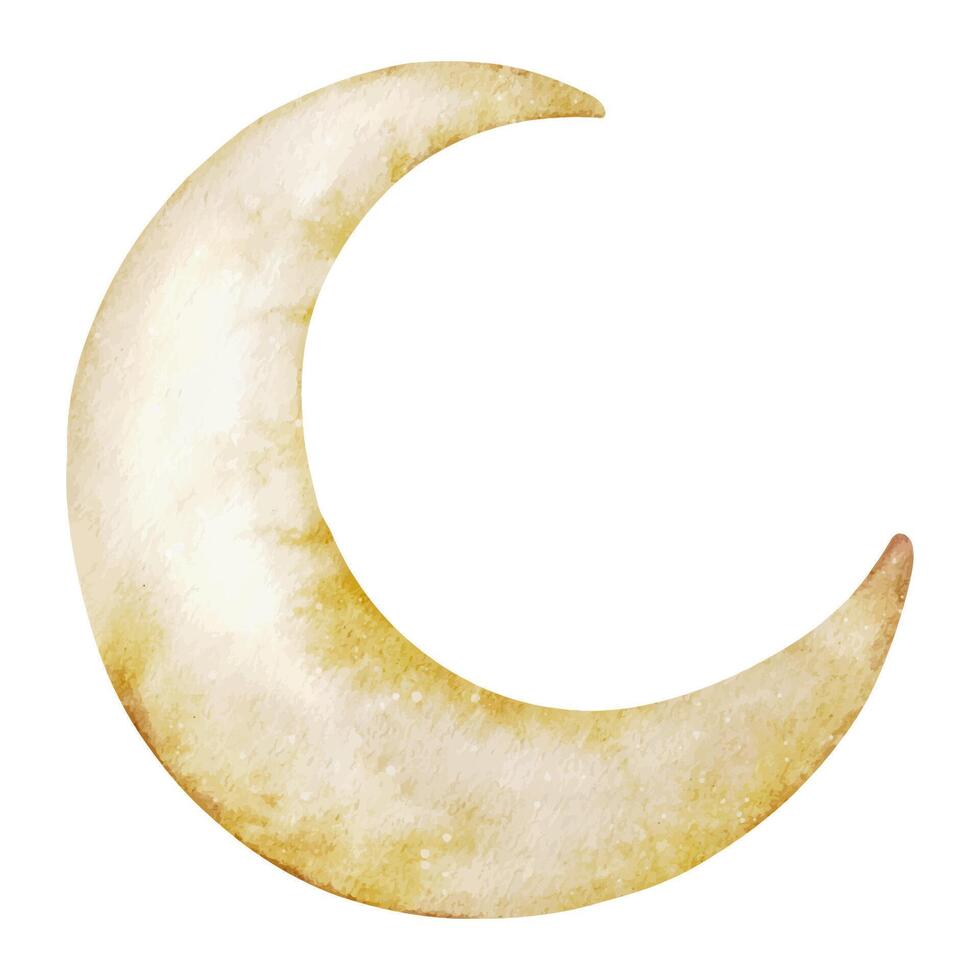 Luna. beige mezzaluna Luna. carino bambino acquerello illustrazione. isolato. design per logo, capretto merce, Abiti, tessili, cartoline, bambino doccia e figli di camera vettore