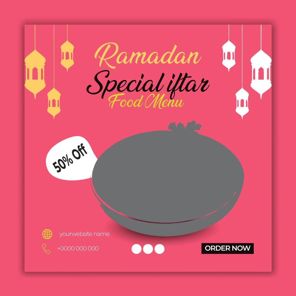 Ramadan speciale iftar cibo menù design e sociale media inviare modello vettore