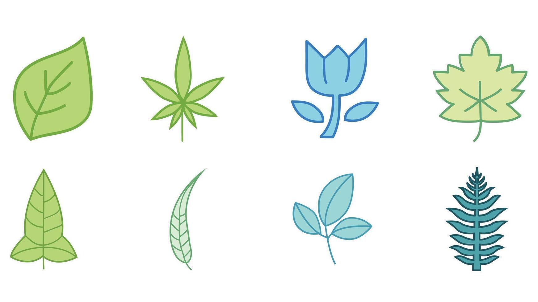 naturale le foglie e alberi design vettore icone isolato illustrazione