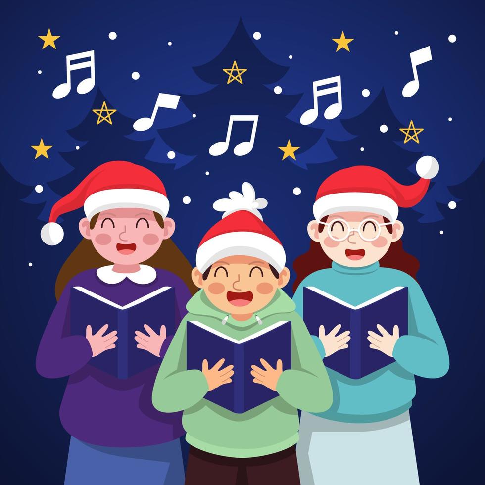 il coro canta i canti di natale vettore