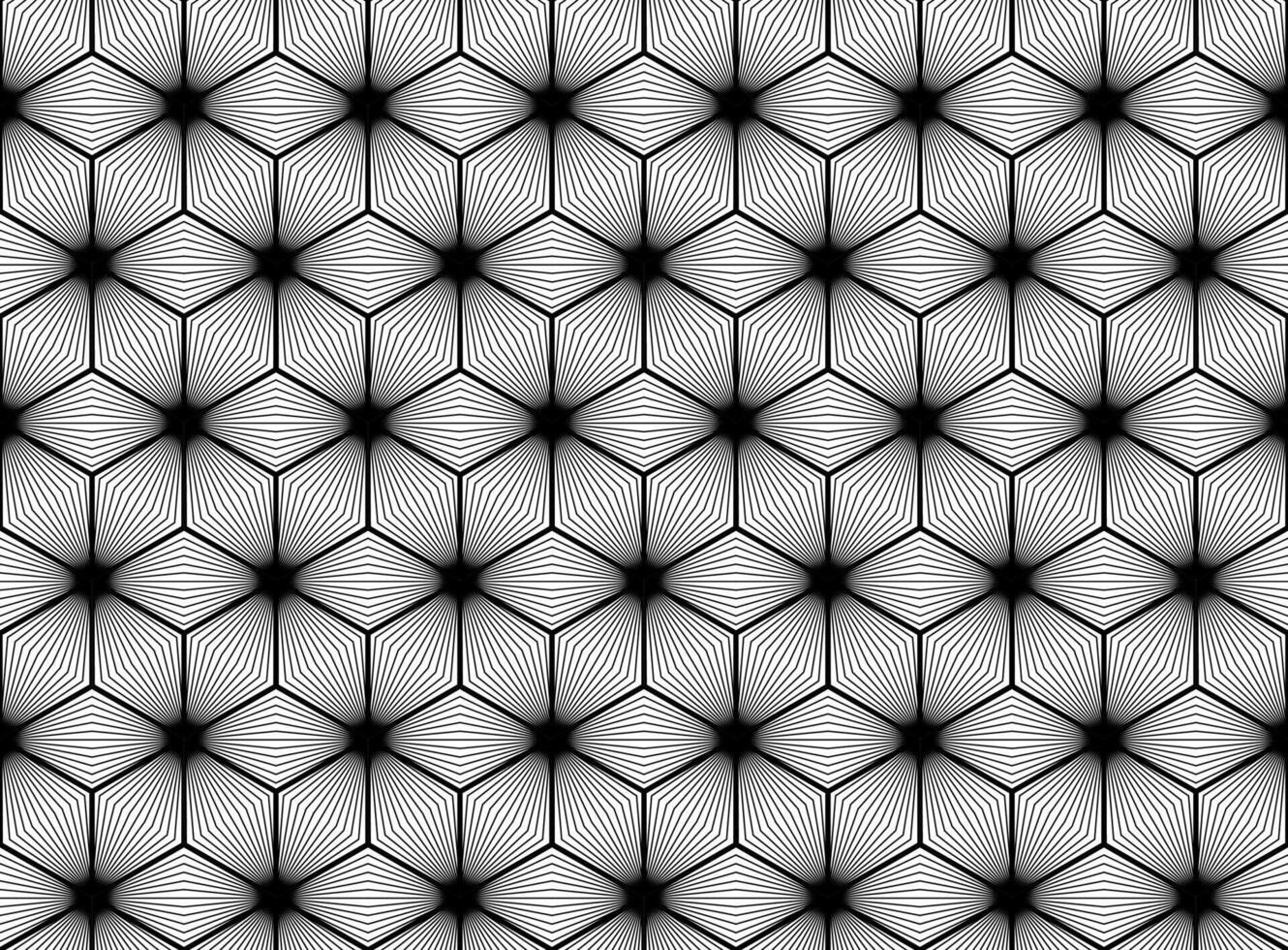 senza soluzione di continuità ottico rombo modello sfondo. 3d cubi bloccare elemento nel a strisce struttura. vettore geometrico rombi reticolo modello con monocromatico traliccio. sfondo ripetendo geometrico griglia sfondo