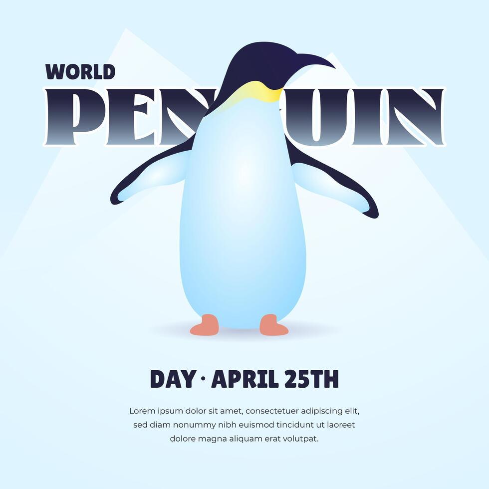 mondo pinguino giorno aprile 25 con pinguino personaggio illustrazione su freddo tono sfondo vettore