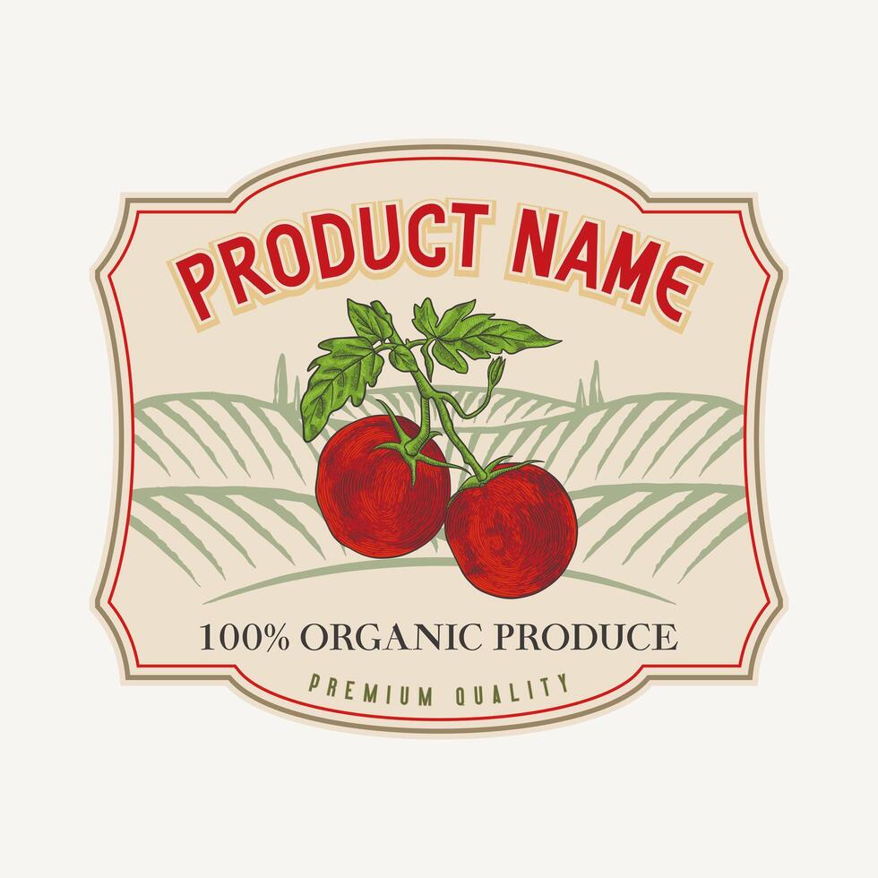 pomodoro etichetta nel Vintage ▾ stile vettore