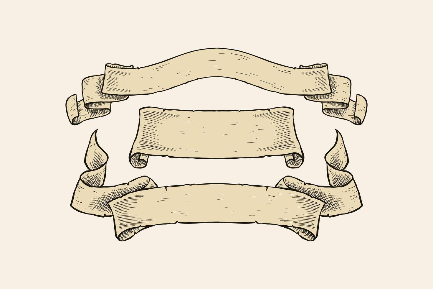 Vintage ▾ stile mano disegnato nastro bandiera vettore