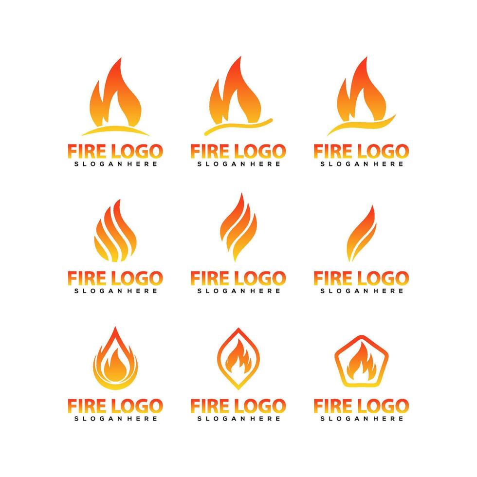 impostato di fuoco logo vettore, icona, simbolo, illustrazione design modello. isolato su bianca sfondo. vettore