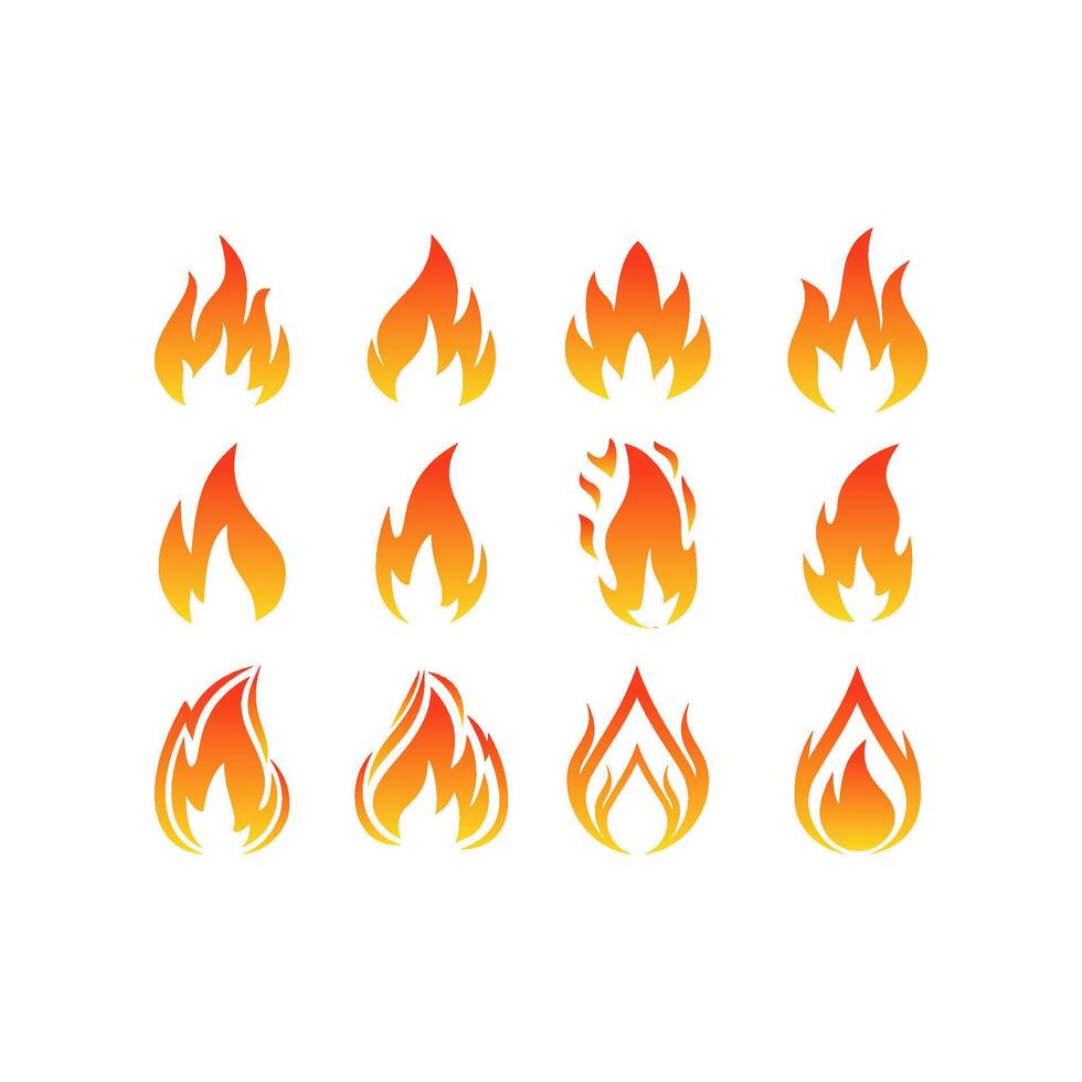 impostato di fuoco logo vettore, icona, simbolo, illustrazione design modello. isolato su bianca sfondo. vettore