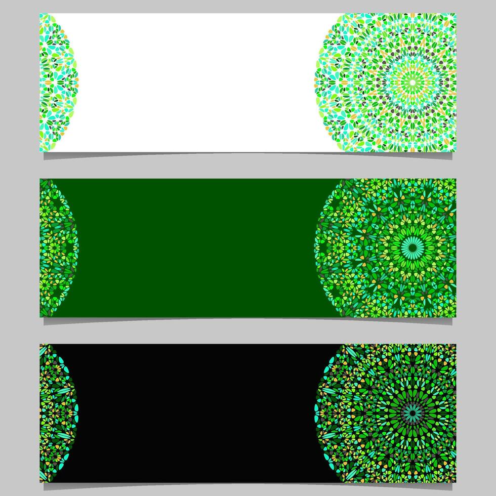 geometrico ghiaia mandala bandiera impostato - verde astratto vettore grafico elementi