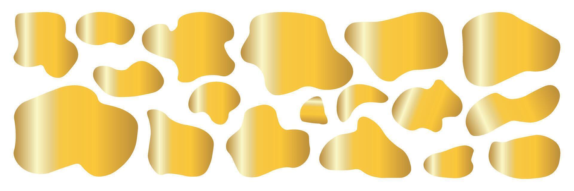 impostato di oro biologico forme. liquido forme, grafico design elementi. luminosa lusso colore vettore