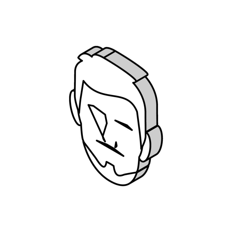 balbo barba capelli stile isometrico icona vettore illustrazione